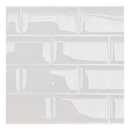 Imagem de Pastilha Adesiva Resinada Tijolinho Branco - Kit com 4 Placas Adesivas 3M