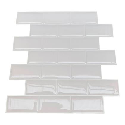 Imagem de Pastilha Adesiva Resinada Tijolinho Branco - Kit com 4 Placas Adesivas 3M