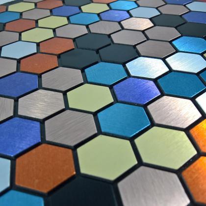 Imagem de Pastilha Aluminio Adesiva Decoração Banheiro Cozinha Colmeia