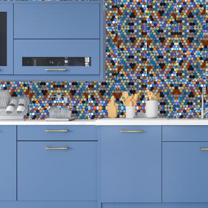 Imagem de Pastilha Aluminio Adesiva Decoração Banheiro Cozinha Colmeia