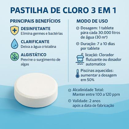Imagem de Pastilha Cloro Triplaação 3 Em 1 Genco Piscina 10 Peças