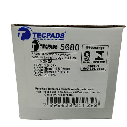 Imagem de Pastilha de Freio Diant Honda Civic 1.6 16V 00/... / New Civic 1.8/2.0 02/... - TECPADS 5680