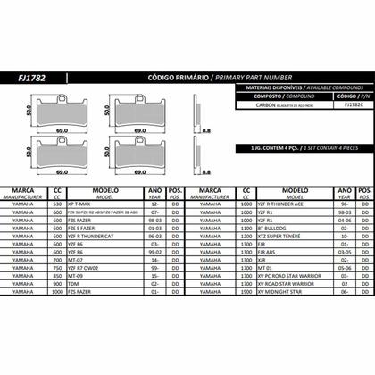 Imagem de Pastilha De Freio Dianteira Tmax Mt 07 Mt 09 Fz6 Fischer Fj1782