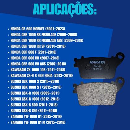 Imagem de Pastilha De Freio Traseira Nakata Honda Cb 600 Hornet 2007 A 2023