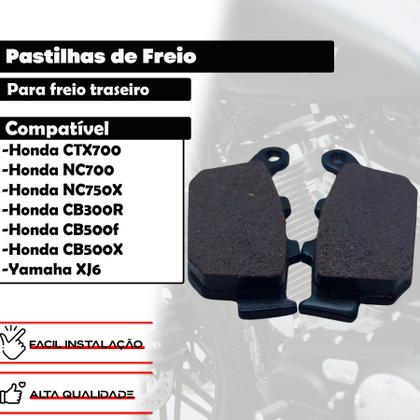 Imagem de Pastilha de Freio Traseiro Honda Para CB 300R Sem Abs Cb 500F CTX 700 NC 700X 750X Xj6 Versys 650