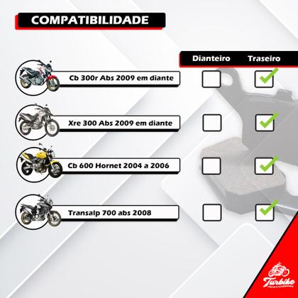 Imagem de Pastilha De Freio Traseiro Para Cb 300r Com Abs 2009 Até 2015 Da Cb 600 Hornet 2004 A 2006 Pra Mt 07