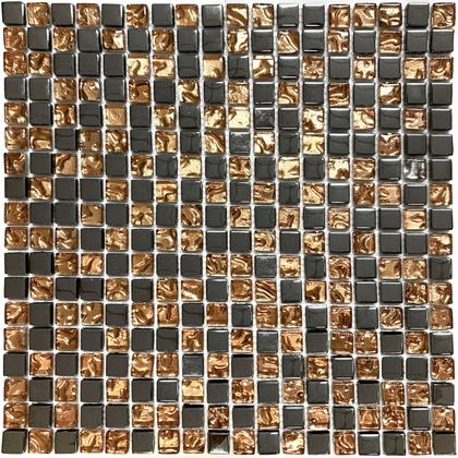 Imagem de Pastilha de Vidro Cobre Efeito Metalizado Mescla 30x30cm - La Bella Griffe