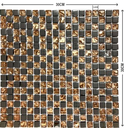 Imagem de Pastilha de Vidro Cobre Efeito Metalizado Mescla 30x30cm - La Bella Griffe