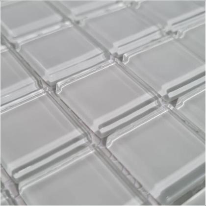 Imagem de Pastilha de Vidro Cristal Branca Lisa White 30x30cm Para Cozinha - La Bella Griffe