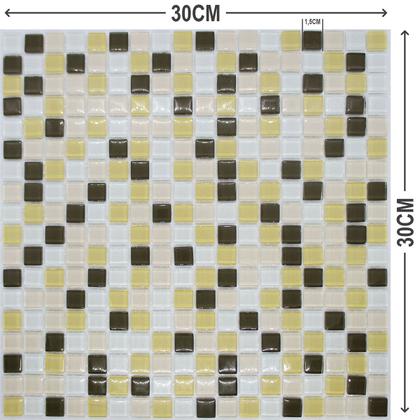 Imagem de Pastilha de Vidro Cristal Marrom Amarela Mescla 30x30cm - La Bella Griffe