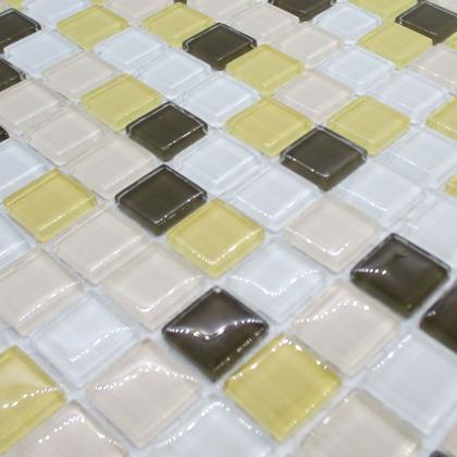 Imagem de Pastilha de Vidro Cristal Marrom Amarela Mescla 30x30cm - La Bella Griffe