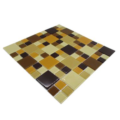 Imagem de Pastilha de Vidro Cristal Marrom Mescla Grande Brown 30x30cm - La Bella Griffe