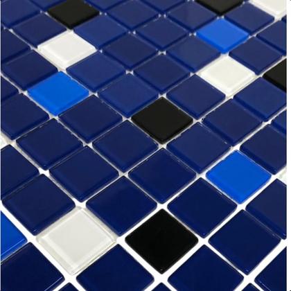 Imagem de Pastilha De Vidro Para Cozinha Banheiro Piscina Cristal Lisa Azul Branca Preta 30x30cm La Bella Griffe