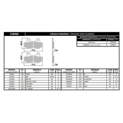 Imagem de Pastilha Freio Diant Dafra Laser 150 Honda Nsr 50 Fischer