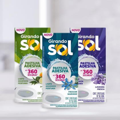Imagem de Pastilha Sanitaria Girando Sol Adesiva Frescor Marinho 27g