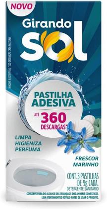 Imagem de Pastilha Sanitaria Girando Sol Adesiva Frescor Marinho 27g