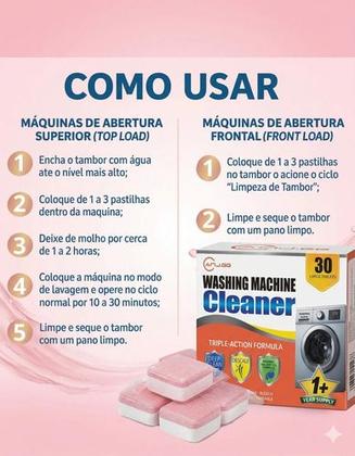 Imagem de Pastilha Tablete Limpeza Máquina Lavar Roupa Louça Kit 30 Un