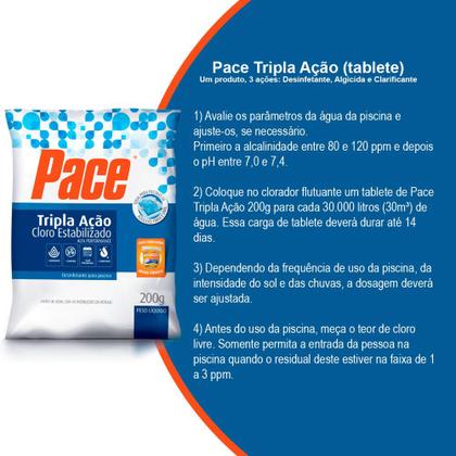 Imagem de Pastilhão De Cloro Estabilizado Para Piscina Pace Tripla Ação 200G - HTH