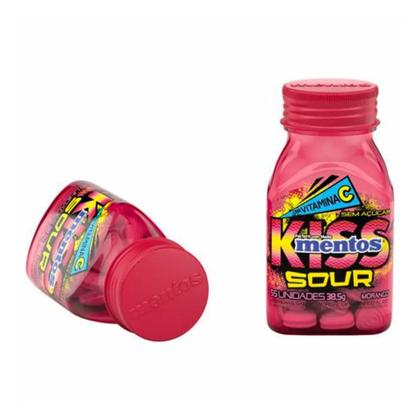 Imagem de Pastilhas bala Mentos Kiss Sour morango 6 unidades