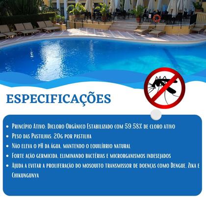 Imagem de Pastilhas Cloro p/ Piscinas Higieniza de 8.000 a 12.000 Litros Bioclor Tabs