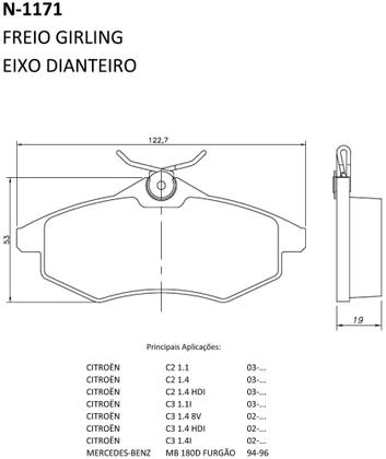 Imagem de Pastilhas de freio Dianteira C2 / C3 / 180D - Cobreq N-1171