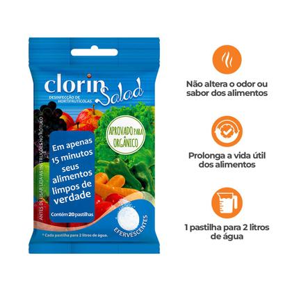 Imagem de Pastilhas Germicida Higieniza Frutas e Verduras Clorin Salad 