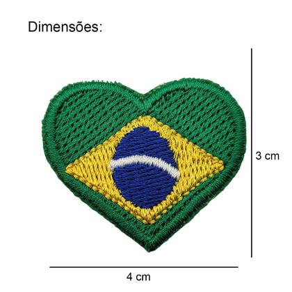 Imagem de Patch Bordado Brasil Coração Termocolante Aplique 4x3cm