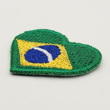 Imagem de Patch Bordado Brasil Coração Termocolante Aplique 4x3cm