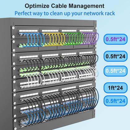 Imagem de Patch Cables Xcftaud Cat 6 7 pés (pacote com 5) 10 Gbps 550 Mhz pretos
