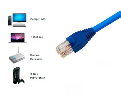 Imagem de Patch Cord Cabo De Rede Cat6 15m Metros 15m Cat6 - Rj45 Azul