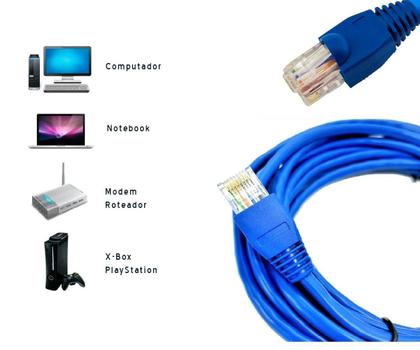 Imagem de Patch Cord Cabo De Rede Cat6 15m Metros 15m Cat6 - Rj45 Azul