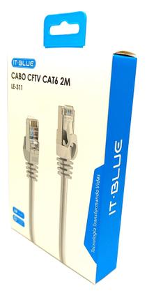 Imagem de Patch Cord Cftv Rede Cat6 2 Metros Cabo de Internet
