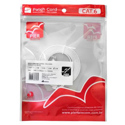Imagem de Patch Cord Flat RJ45 Cat6 1,5m Branco - Pier