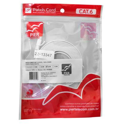 Imagem de Patch Cord Flat RJ45 Cat6 2,5m Branco - Pier