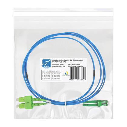 Imagem de Patch Cord Óptico Monomodo Duplex SM SC-APC/LC-APC (9/125) - 2 Metros