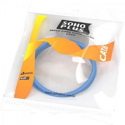 Imagem de Patch CORD U/UTP CAT6 CMX 1,5M T568A/B AZUL Sohoplus