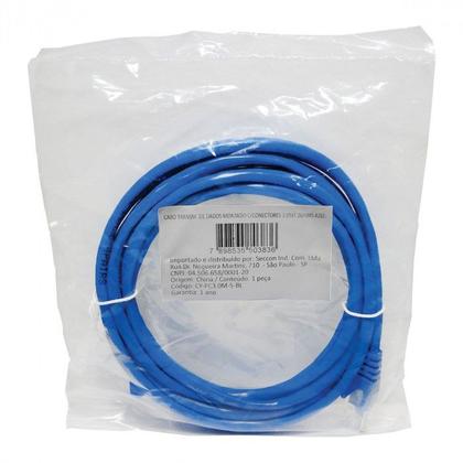 Imagem de Patch cord utp cat5e 26awg 3m azul