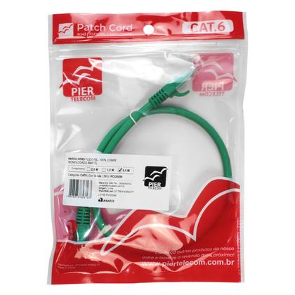 Imagem de Patch Cord UTP Cat6 100% Cobre 0,5m Flexível Homologado Anatel - Verde