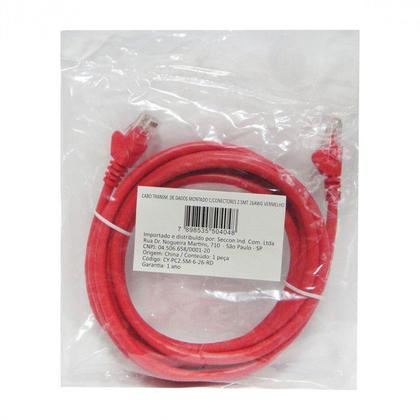 Imagem de Patch cord utp cat6 26awg padrao 568b 2.5m vermelho