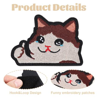 Imagem de Patch de apliques bordado AOZUO Funny Cry Cat for Gear