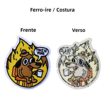 Imagem de Patch De Meme De Cachorro This Is Fine Com Borda Branca Para Homens, Aplicável Com Ferro Ou Costura