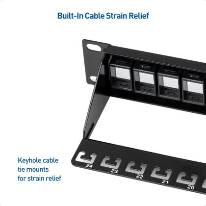 Imagem de Patch Panel 1U 24 Portas Keystone Cable Matters - Com Gerenciamento de Cabos