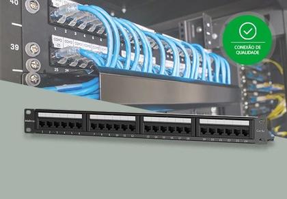 Imagem de Patch Panel 24 Portas Rj45 Cat5e Intelbras Impact Lan Pp524 Para Rack