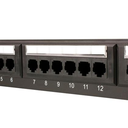 Imagem de Patch Panel Cat5E 24 Portas Sem Guia La-P524 Pluscable-Preto