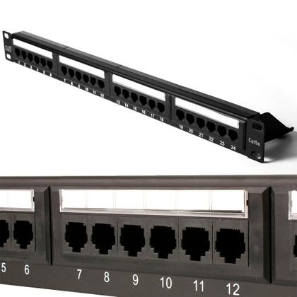 Imagem de Patch Panel CAT5E 24 Portas Sem Guia LA-P524 PlusCable - Preto