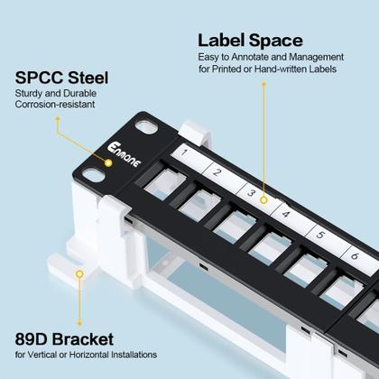 Imagem de Patch Panel Enmane 12 portas Blank Keystone Wall Mount de 10 polegadas