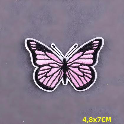 Imagem de Patch Termoadesivo Bordado Borboleta Listras Rosa Com Slogan Para Decoração De Roupas E Emblemas