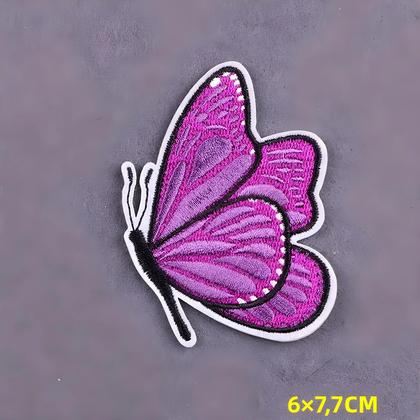 Imagem de Patch Termoadesivo Bordado Borboleta Listras Rosa Com Slogan Para Decoração De Roupas E Emblemas
