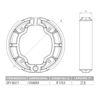 Imagem de Patim Lona Freio Dia-Frag Yamaha XTZ 125 2003-2014 C/ Mola