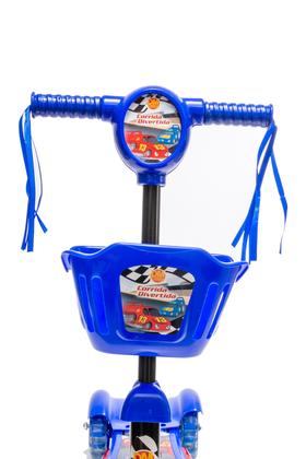 Imagem de Patinete 3 Rodas Azul Com Luz E Som C/cestinha Fantasia